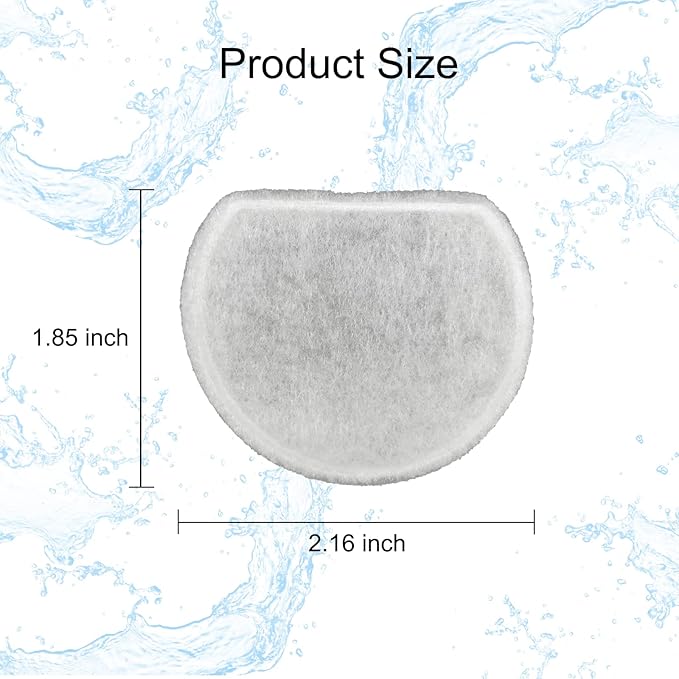 Pet Fountain Filter Replacement, Compatible with Multiple Pet Water Dispensers Water Bowl (16 Carbon Filters+16 Foam Filters)
