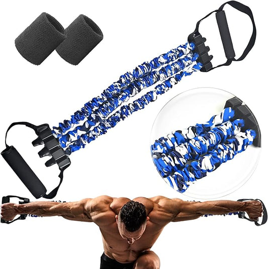 Natural Latex 3-Hole Resistance Stretcher, 2025 New Chest Expander Stretch Bands for Men, High Elasticity & Tear Resistant Exercise Bands with Handles, Full-Body Basic Training-FlexoryFit