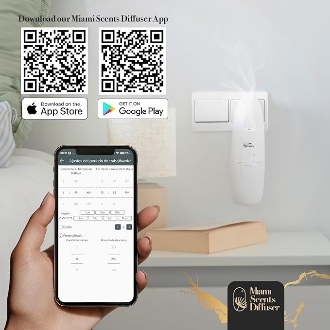Plug in Wall Waterless Diffuser + My Way Ocean Hotel Essential Oils 4 Fl Oz Included Coverage Up to 500 SqFt Smart Bluetooth App Control Scent Air Machine for Home and Office Ideal for Aromatherapy.