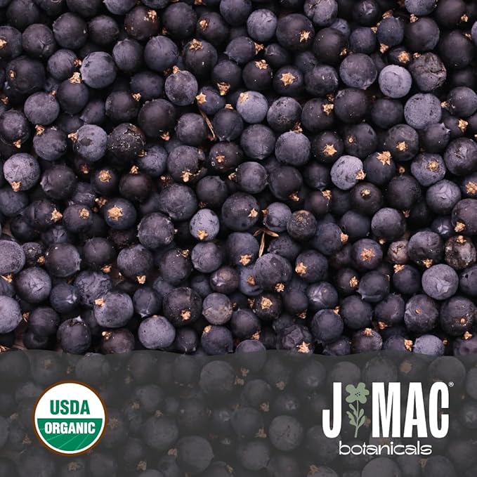 J MAC BOTANICALS, Organic Whole Juniper Berries, Certified USDA Organic, juniper for herbal infusions, seasoning beef, pork, turkey brine, soups, cocktail bombs-FlexoryFit