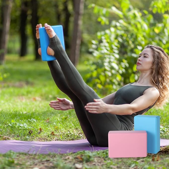 Meooeck 30 Pcs Yoga Blocks Bulk Eva Foam Block Pack, 9 x 6 x 3 Inch Exercise Brick Foam High Density Soft Non Slip Yoga Accessories for Exercise Pilates General Fitness and Workouts, Multicolor-FlexoryFit