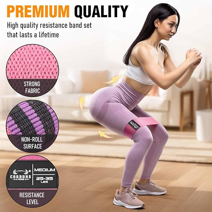 Fabric Resistance Bands for Working Out - Exercise Bands for Women and Men, Booty Bands for Legs and Glute, Yoga, Pilates, Rehab, Fitness and Home Workout-FlexoryFit