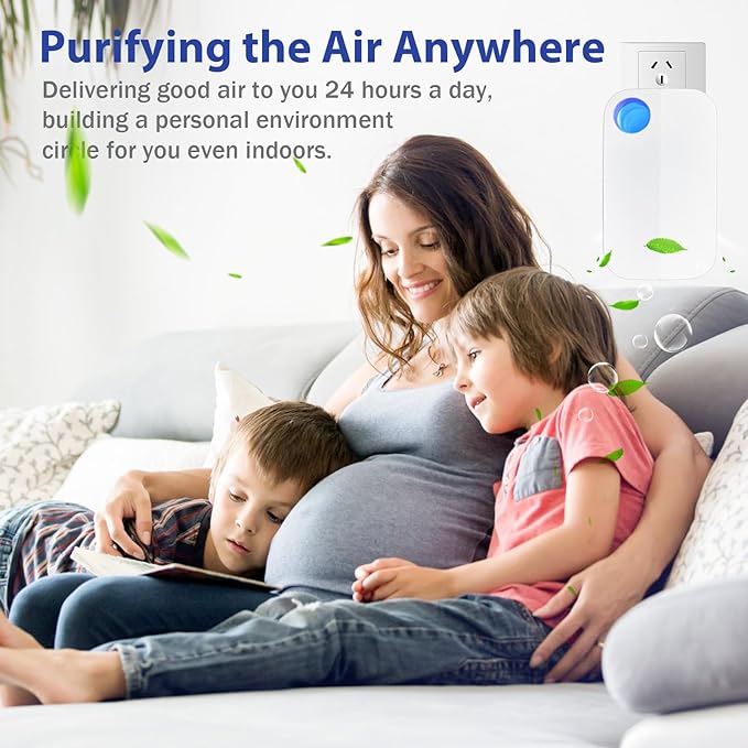 Ionizer Air purifiers for Home Plug in,Air Ionizers for Home Portable and Quiet Ionic Air Cleaner for Bedroom Toilet Office Kitchen and Pets(2)