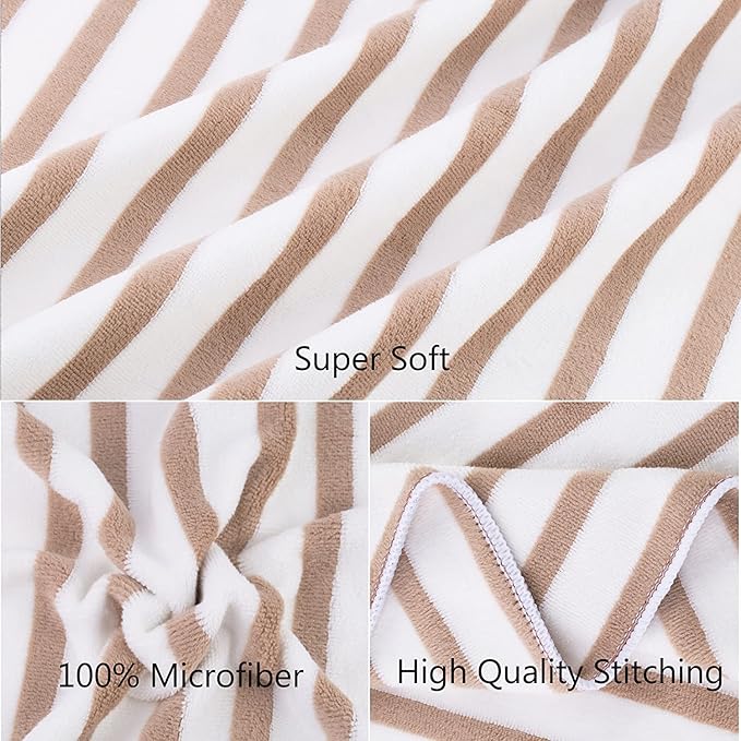 JML Microfiber Towels, Bath Towel Sets (4 Pack, 27" x 55") - Extra Large, Soft, Absorbent, Fast Drying, Multipurpose for Hair Wrap, Swimming, Fitness, Sports, Yoga -Stripe Coffee-FlexoryFit