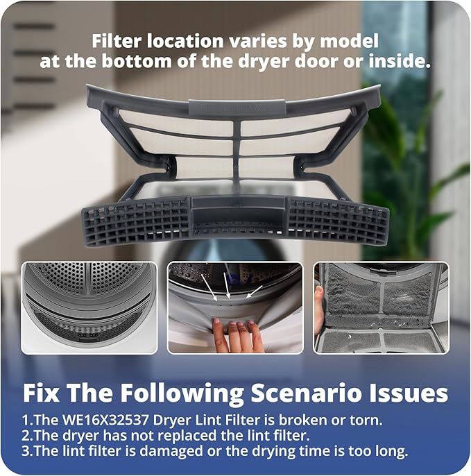 Earthtec Dryer Lint Screen Filter Replacement Compatible With GE WE16X32537 WE16X29597 AP7205579 GFD55GSSN0WW GFD65ESPN0SN GFD65GSPN0SN GFD85ESPN0RS GFD85GSPN0RS Dryer Lint Trap Filter