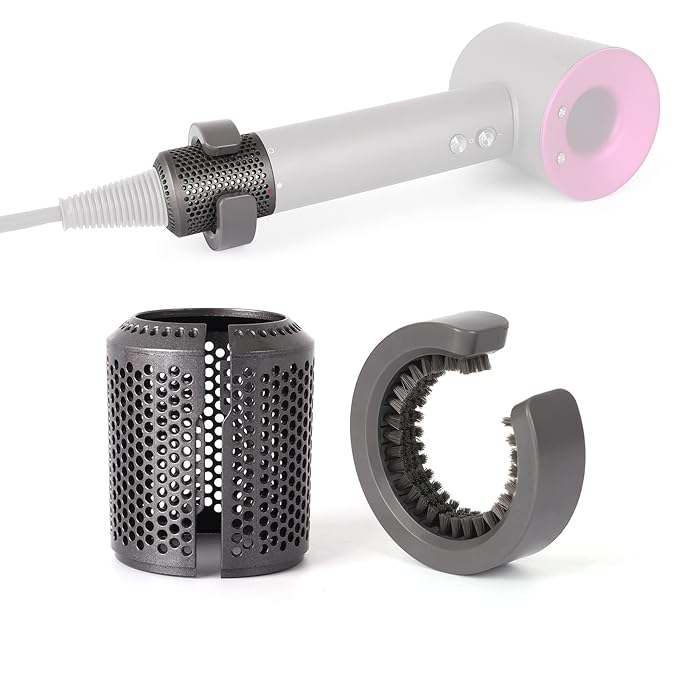 Upgraded Hair Dryer Filter Replacement for Dyson Supersonic HD01 HD03 HD08 Hair Dryer Attachment, Hair Dryer Outer Filter Repair Accessories with Filter Cleaning Brush(Metallic Gray)
