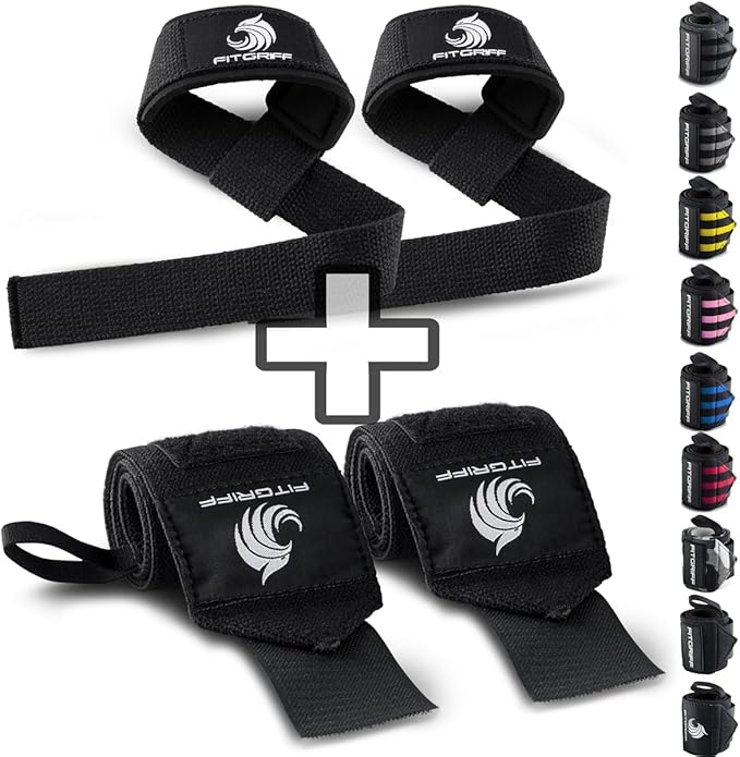 Fitgriff® Lifting Straps & Wrist Wraps (Bundle) Superior Support for Weightlifting & Gym Workouts - for Men and Women-FlexoryFit