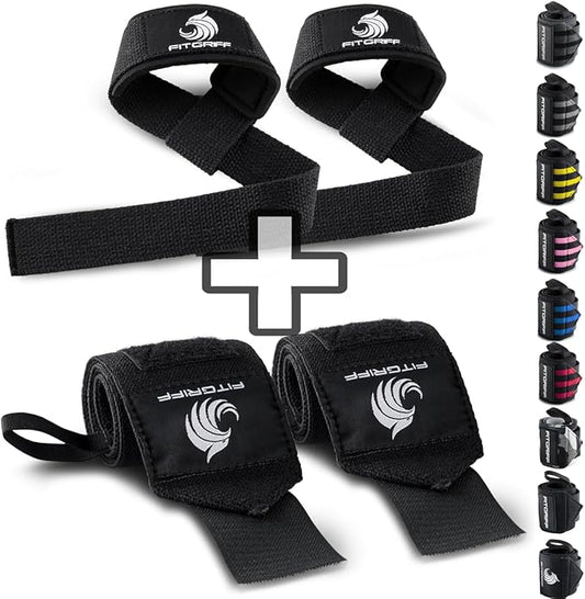 Fitgriff® Lifting Straps & Wrist Wraps (Bundle) Superior Support for Weightlifting & Gym Workouts - for Men and Women-FlexoryFit
