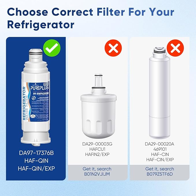 PUREPLUS DA97-17376B NSF 53&42 Certified Water Filter Replacement for Samsung HAF-QIN, HAF-QIN/EXP, DA97-08006C, RF23M8070SG, RF23M8070SR, RF23M8090SG, RF23M8090SR, RF23M8570SR Refrigerator, 3Pack