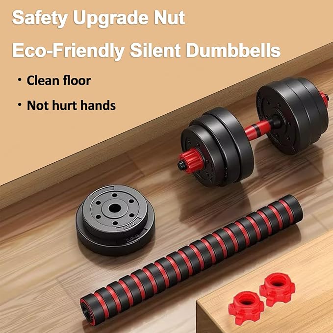 Adjustable Dumbbell Set, 5-44 lbs Free Weight Set with Connector for Barbell, Dumbbells, Push-Up Options, Fitness Exercises for Home Gym Suitable Men/Women-FlexoryFit