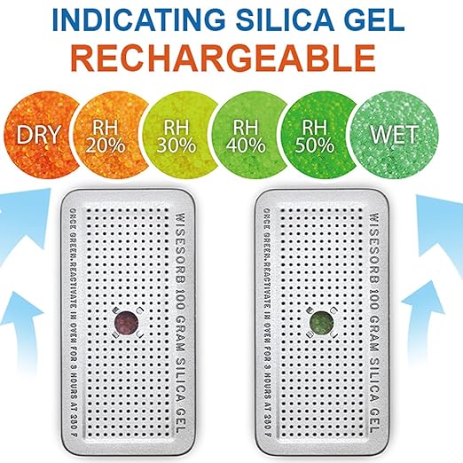 100 Gram 5 Pack Indicating Silica Gel Canister, Gun Safe Dehumidifier (Orange to Green), Reusable Desiccant Canister Dehumidifier