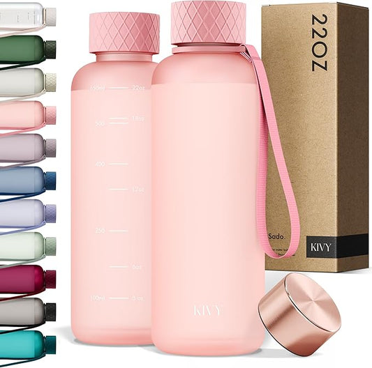 KIVY Slim Water Bottle 22oz [BPA FREE] - Small Drinking Waterbottle - Tritan Bottle Without Straw for School, Sport & Travel - Drinking Bottle Dishwasher Safe-FlexoryFit