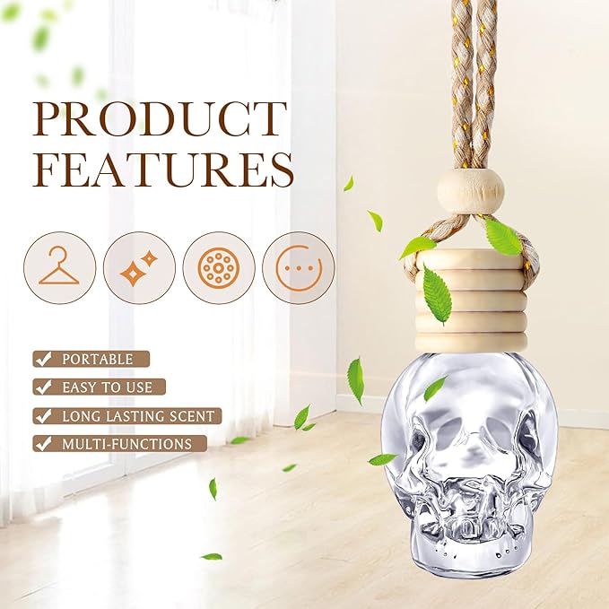 BBTO 100 Pcs Car Air Fresheners Diffuser with Wooden Cap - Empty Aromatherapy Diffuser Clear Fragrance Holder Pendant Hanging Perfume Fresheners for Car Decor (Clear Spooky)