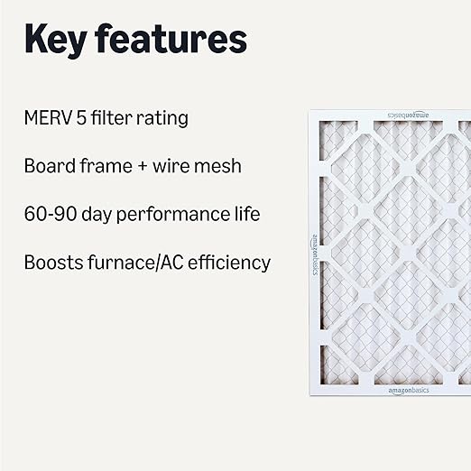 Amazon Basics Merv 5 AC Furnace Air Filter 14x20x1 inches, Pack of 6 (Actual size: 13.75" x 19.75" x 0.75")