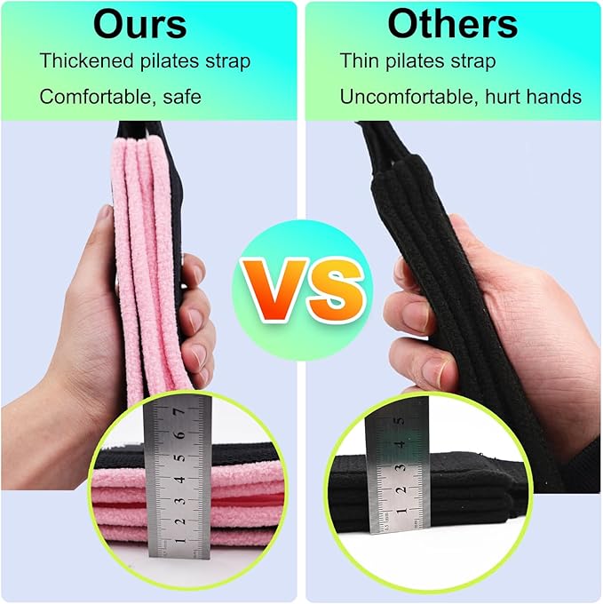 1 Pair Enhanced Pilates Double Loop Straps for Reformer, Thickened D-Ring Handle Straps, Yoga Exercise Accessories in 2 Lengths and Multicolor for Home Gym Workout-FlexoryFit