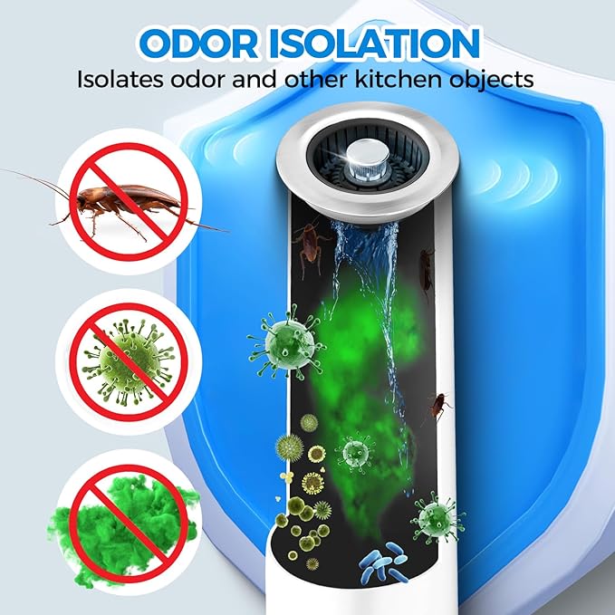 Upgraded 3in1 Kitchen Sink Drain Strainer and Sink Stopper, Stainless Steel Kitchen Drain Plug & Cover with Anti-Clogging Basket Strainer, Fit US Standard 3-1/2'' Sink Drain Hole, Brushed Black