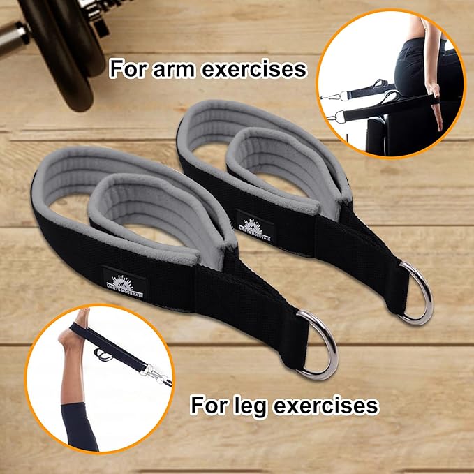 1 Pair Enhanced Pilates Double Loop Straps for Reformer, Thickened D-Ring Handle Straps, Yoga Exercise Accessories in 2 Lengths and Multicolor for Home Gym Workout-FlexoryFit