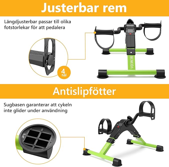 Pedal Exerciser Desk Exercise Bike Leg and Arm Bike with LCD Monitor Foldable (black/green)