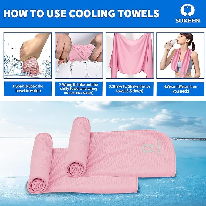 Sukeen Cooling Towel (40"x12"), Ice Towel Sets,Soft Breathable Chilly Towel,Microfiber Towel for Yoga,Sport,Running,Gym,Workout,Camping,Fitness,Workout & More Activities, 6 Pack-FlexoryFit