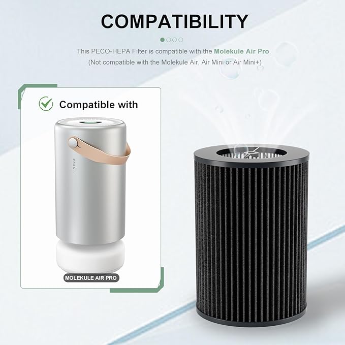 Air Pro PECO-HEPA Filters Replacement Compatible with Molekule Tri-Power Air Pro Air Purifier, 3-in-1 High-Efficiency True HEPA Replacement Filter (1 Pack)