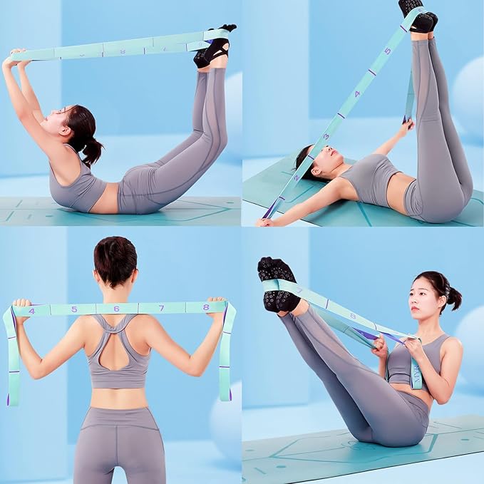 Stretch Straps, Elastic Yoga Stretching Strap with Adjustable 11 Loops, Fitness Leg Stretch Band for Physical Therapy Dance Yoga Ballet Pilates Gymnastics Exercise Flexible Pilates Stretch Band-FlexoryFit