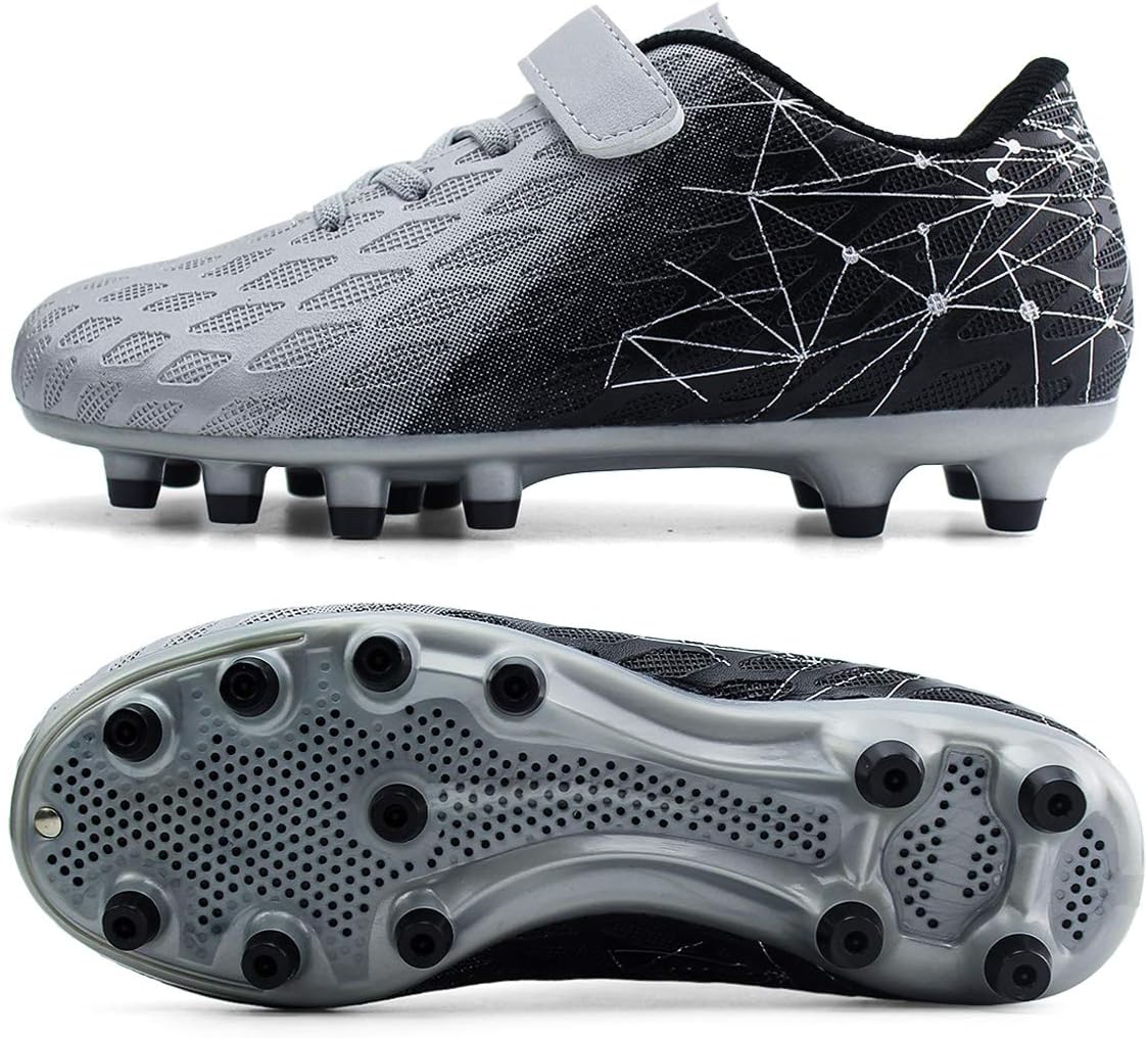 brooman Kids Firm Ground Soccer Cleats Boys Girls Athletic Outdoor Football Shoes