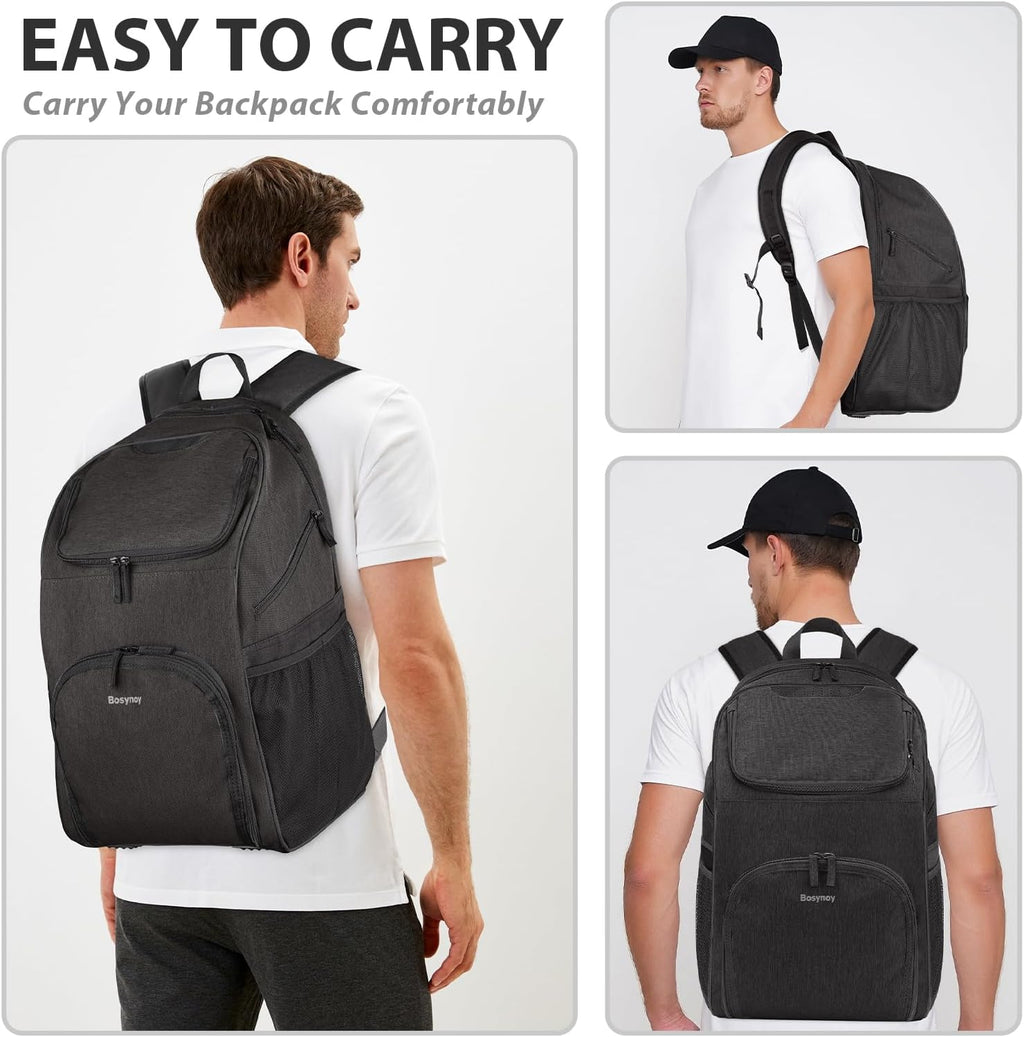 Bosynoy Bowling Backpack, Bowling Ball Bag Totes for Single Ball with Shoe Compartment & Foam Padded, Fits Shoes Up to US Mens Size 16, Grey