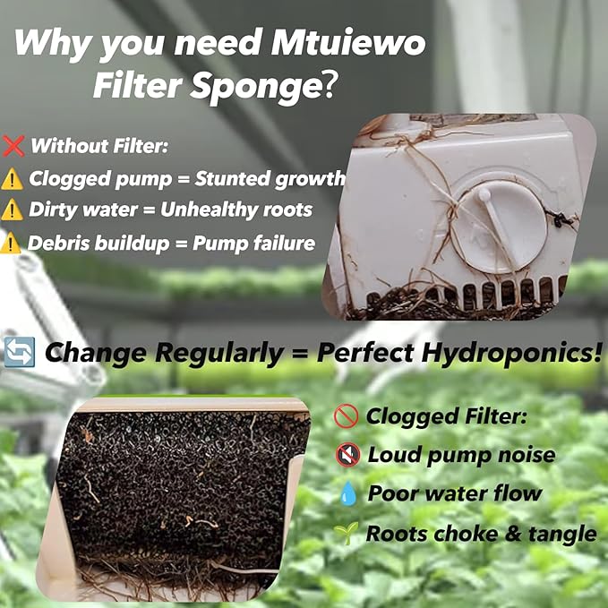 50-Pack Pump Filter Sponge Replacement Made for Aerogarden Filter Sponges, Cost-Effective and Well Compatible with Aerogarden Filter, Harvest, Bounty, Farm, Extra, Ultra All Models
