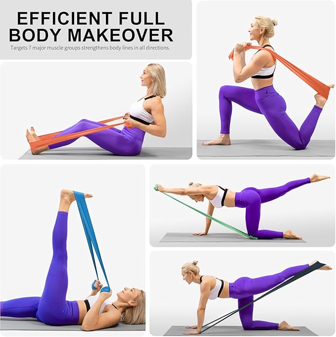Resistance Bands,Professional Long Non-Latex Elastic Stretch Bands,Exercise Bands for Physical Therapy, Yoga, Pilates, Rehab, at-Home or The Gym Workouts, Strength Training-FlexoryFit