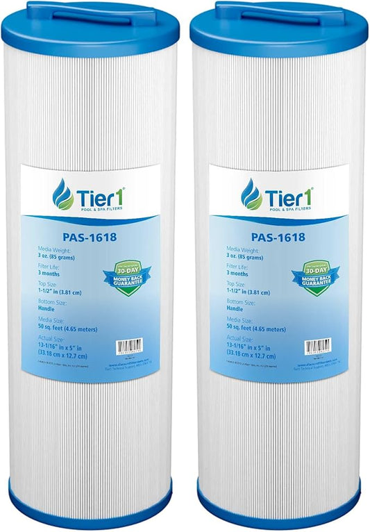 Tier1 Replacement for Waterway Spa Filter 817-4050 – 2 Pack | Compatible with Teleweir 50, Pleatco PWW50L, FC-0172, 4CH-949 | 13-1/16" x 5" | Trilobal Fabric | High Flow | Washable Filter Cartridge