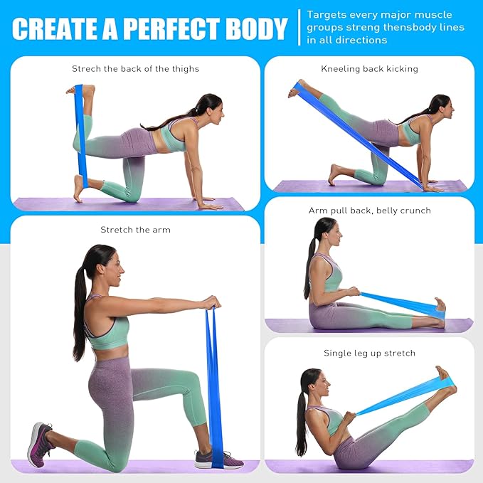 Resistance Bands, Exercise Bands, Physical Therapy Bands for Strength Training, Yoga, Pilates, Stretch Elastic Band with Different Strengths, Workout Bands for Home Gym-FlexoryFit