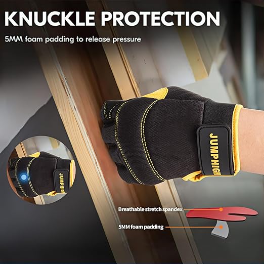 JUMPHIGH Utility Work Gloves Women, UltraLight Safety Work Gloves, MultiFunctional Mechanic Construction DIY Working Gloves, Touchscreen, Flex Grip, Machine Washable-FlexoryFit