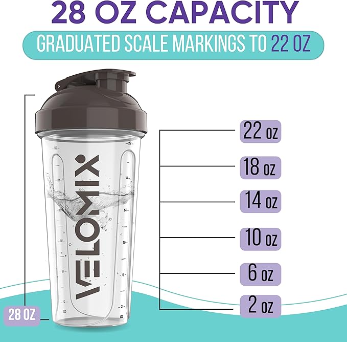 '-6 PACK- 28 oz Protein Shaker Bottle for Protein Mixes - 6x Wire Whisk | Leak Proof Shaker Cups for Protein Shakes | Protein Shaker Bottle Pack | Protein Shake Cup (Muted Clarity)-FlexoryFit