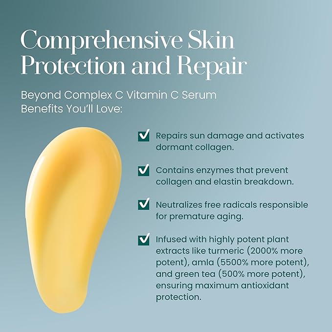 Hylunia Beyond Complex C Vitamin C Serum, 1.0 fl oz - Hydrating, Anti-Aging, Brightening & Nourishing with Hyaluronic Acid - Vegan, Clean & Cruelty-Free Skincare for Radiant Skin-FlexoryFit