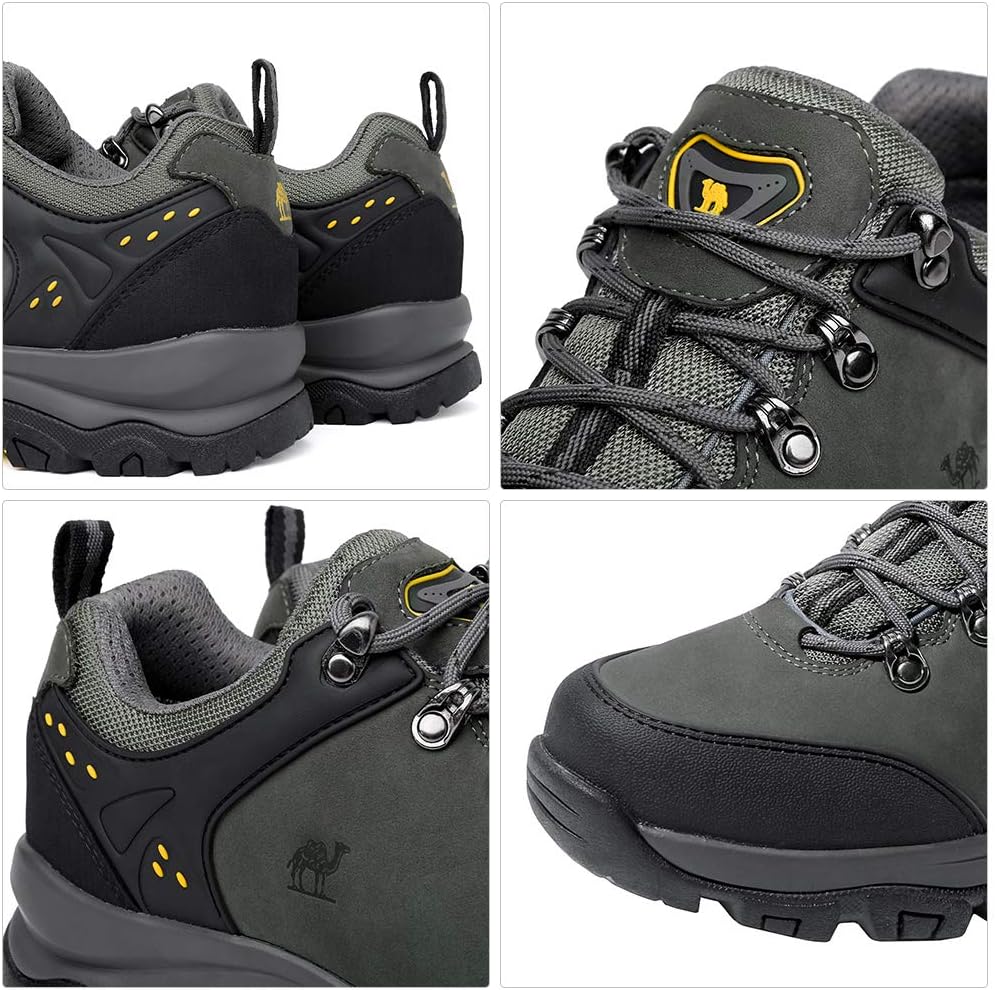CAMEL CROWN Hiking Shoes Men Trekking Shoe Low Top Outdoor Walking Waterproof Leather Trail Sneakers