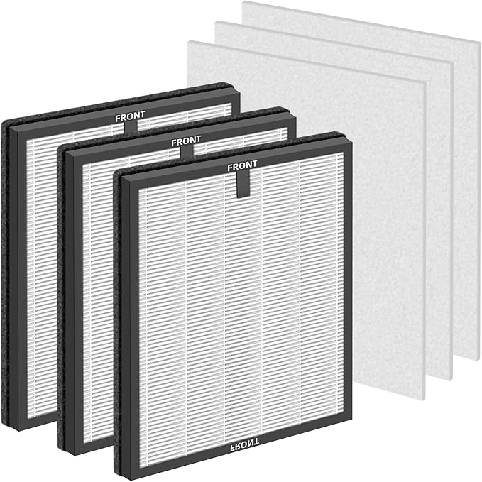 HY4866 True HEPA Replacement Filter for MORENTO Air Purifier and YIOU M1 Air Cleaner Purifier,3-in-1 H13 True HEPA High-Efficiency Activated Carbon Filter,3 Pack