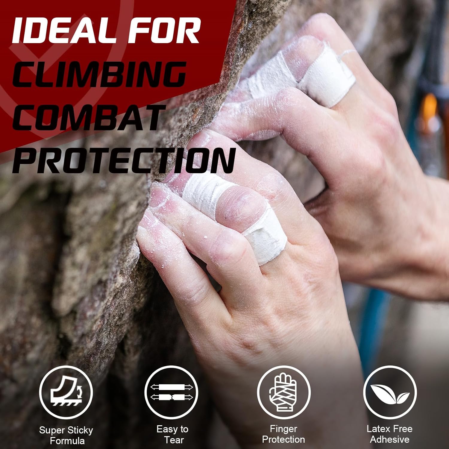 Pro Finger Tape 9 Pack - 0.3” x 45 Ft White Athletic Sports Tape for Rock Climbing,BJJ,Jiu-Jitsu,Wrestling,Judo
