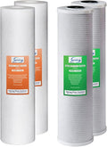 iSpring F4WGB22B 4.5” x 20” 2-Stage Whole House Water Filter Replacement Pack Set with Sediment and Carbon Block Cartridges, Fits WGB22B, White