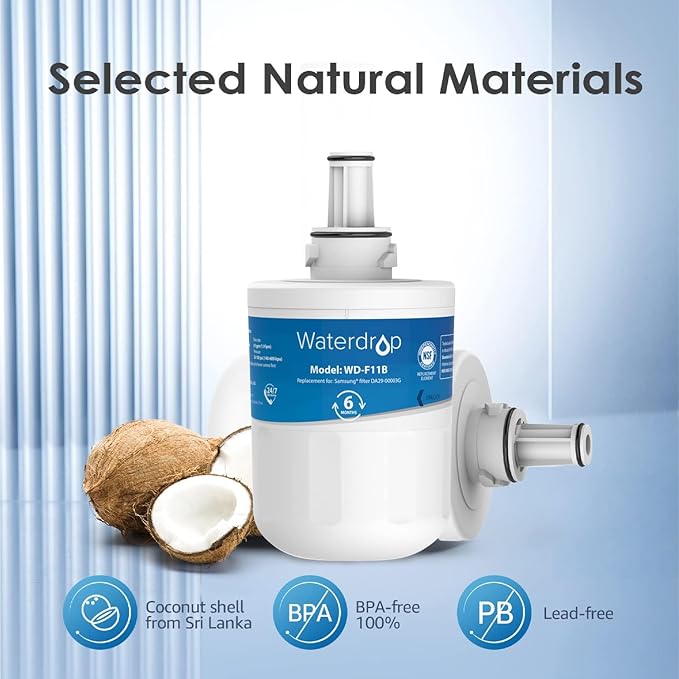 Waterdrop Replacement for Samsung® DA29-00003G, DA29-00003B, DA29-00003A, Aqua-Pure Plus, HAFCU1, RFG237AARS, FMS-1, RS22HDHPNSR, RSG257AARS, WSS-1 Refrigerator Water Filter, 1 Filter