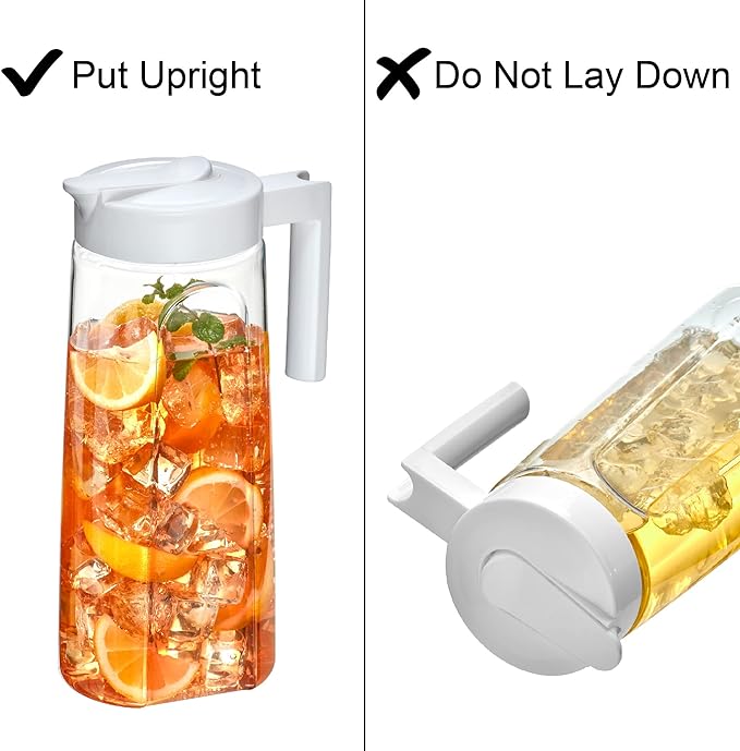 Amazing Abby - Slim Mini - 2-Pack Tritan Pitcher (48 oz), Unbreakable Plastic Water Pitcher with Lid, BPA-Free, Heat-Resistant, Dishwasher-Safe, Great for Both Iced and Hot Drinks, White