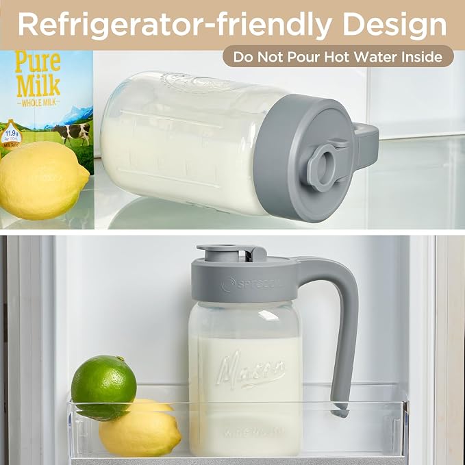32 oz Glass Pitcher with Lid, 1 Quart Mason Jar Pitcher with Lid Airtight - Image 5