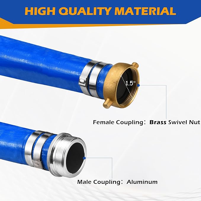 1.5" x 100 ft Discharge Hose for Swimming Pools, Heavy Duty PVC Lay Flat Water - Image 2