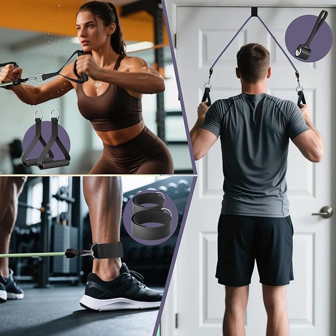 WHATAFIT Resistance Bands, Exercise Bands，Resistance Bands for Working Out, Work Out Bands with Handles for Men and Women Fitness, Strength Training Home Gym Equipment-FlexoryFit