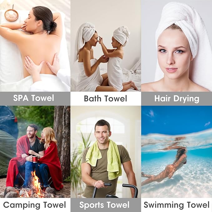JML Bath Towels, Microfiber Bath Towel Set 6 Pack 30" x 60", Soft Absorbent Microfiber Bathroom Towels for Body, Adult, Aquamarine-FlexoryFit