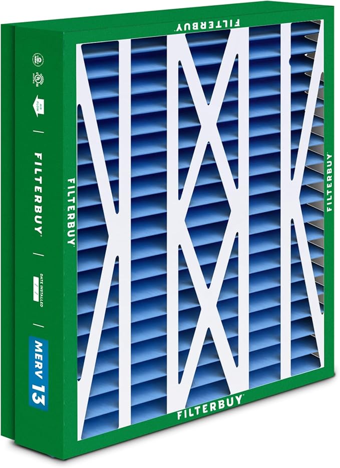 Filterbuy 21x23.5x5 Air Filter MERV 13 Optimal Defense (2-Pack), Pleated HVAC AC Furnace Air Filters Replacement for Trane Perfect Fit & American Standard (Actual Size: 20.00 x 23.09 x 4.97 Inches)