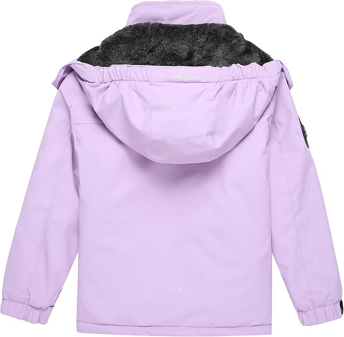 Keevoom Girl's Ski Jacket Winter Warm Thick Snow Coat Windproof Kids Outdoor Hooded Jackets-FlexoryFit