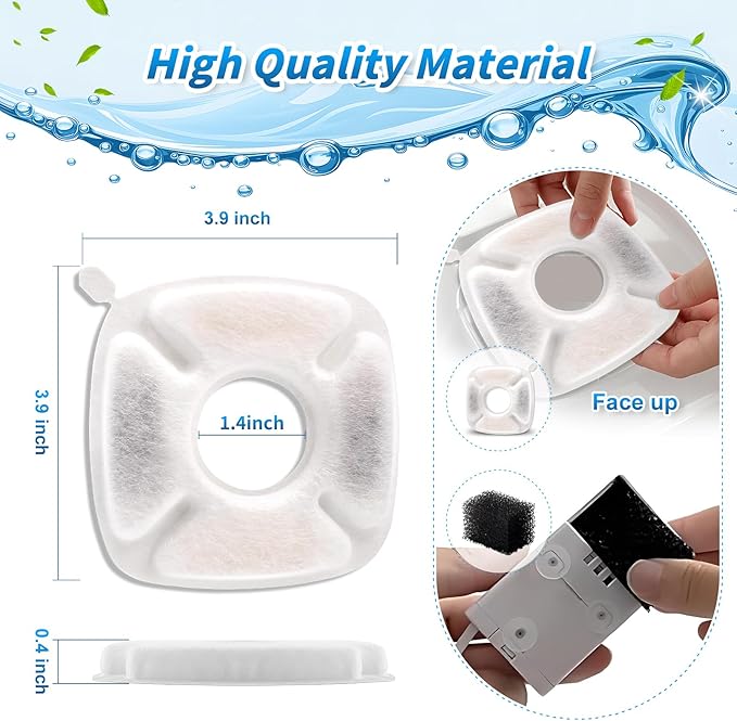 32 Pcs Cat Fountain Filters Replacement, Compatible with 95 oz/2.8 Liter Cat Fountain Filter