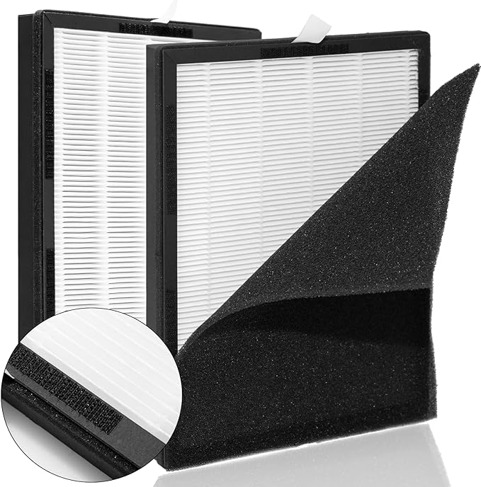 2 Packs KJ190L H13 HEPA Filter Pet Replacement Filter with Washable Filter Compatible with MOOKA® H13 HEPA Filter Pet Air Purifier, Upgraded Activated Carbon Filter,Removes pet Hair Odors