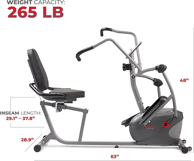 Sunny Health & Fitness Smart Recumbent Bike, Full-Body Home Training with Arm/Leg Exercisers, Indoor Cycling Workout Machine Plus Adjustable Seat & Bulit-in Pulse Sensors, Free SunnyFit App Connection-FlexoryFit