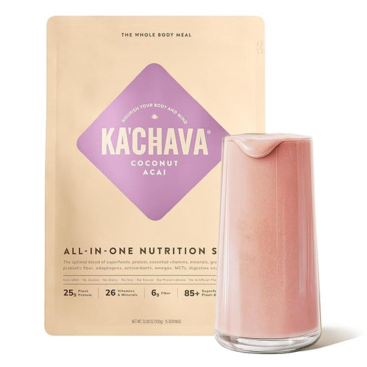 Ka’Chava Whole Body Meal Shake Coconut Acai 2 lb – Vegan Protein Powder with 85+ Superfoods & Greens – Plant-Based Meal Replacement – Probiotics & Digestive Enzymes – Gluten & Dairy Free (15 Servings)-FlexoryFit